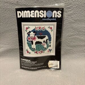 Dimensions Needlepoint Kit Clarabelle 5x5 frame size made in U.S.A. Vtg. 1991